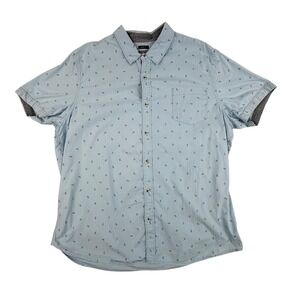 Lee Regular Fit Short Sleeve Button Down Shirt Men's XXL Blue Anchor Print